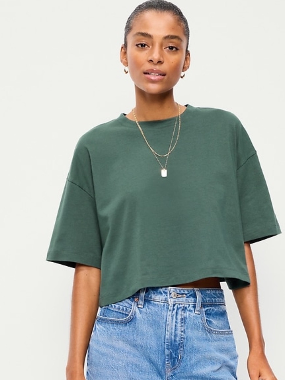 Old Navy Women’s Cropped Oversized Vintage Tee XL Tall in Lakeshore (Green)